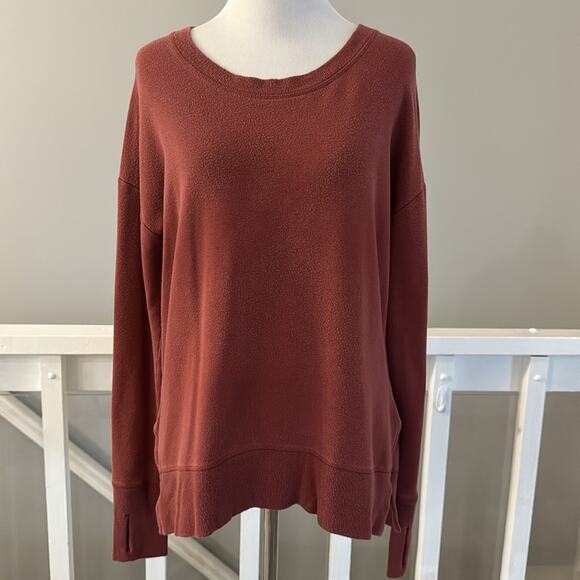 Athleta Coaster Luxe Pullover Sweatshirt Oversized Size XS Color: Maroon Red - Picture 1 of 9
